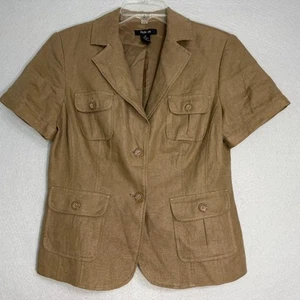 Style & Co. Women'S Linen Short Sleeve Jacket Size 8 Classic Tailored Work Wear - Picture 1 of 5