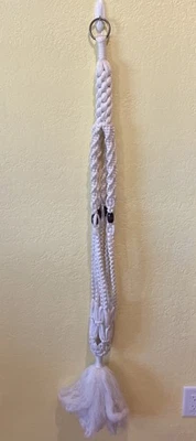 "Colgador de plantas de macramé vintage años 70 48"" cuentas de madera de alta resistencia individuales" Foto 1 de 4