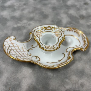 Henay Porzellan Kammerleuchter Kerzenhalter gold vergoldet Rokoko 1980 signiert - Bild 1 von 7