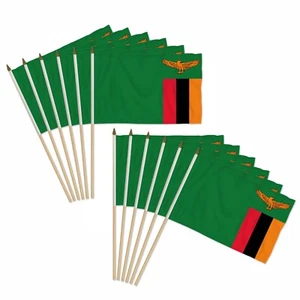 12 Stück Packung Sambia 12 x 18 Zoll tragbare Land Stick Flaggen - Bild 1 von 2
