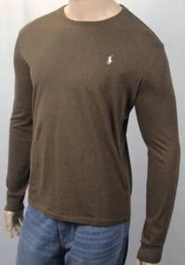 T-Shirt Polo Ralph Lauren klassisch braun langarmig Rundhalsausschnitt cremefarben pony neu mit Etikett - Bild 1 von 1