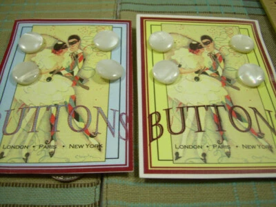 16 Antique Mother of Pearl Shell Tuxedo VINTAGE BUTTONS *Sewn on modern ART CARD - Image 1 of 4