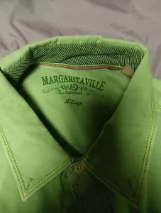 Margaritaville Mens XL LIme Green Button Up Long Slv. Pocket Logo Stitching - Picture 1 of 6