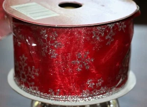 Michaels Mega Roll Red w/ Silver Wired Edge Ribbon 2.5” x 10 yards NEW #8311 - Picture 1 of 6