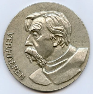 Belgium Poet Symbolism Verhaeren Bronze Art Medal by Wansart 70mm 115gr !!! - Picture 1 of 3