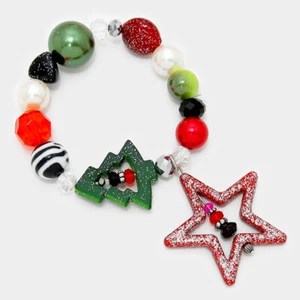 Pulsera grande multicolor perla, animal print colgante brillo estrella - Imagen 1 de 1