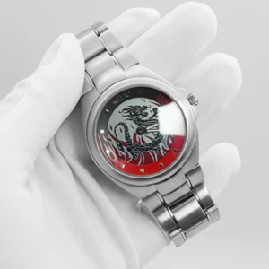 Super Rare Relic by Fossil Big Tic Men's Wrist Watch Red dragon Dial - Picture 1 of 14