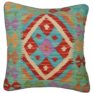 Funda de almohada Kilim tejida a mano con patrón geométrico de 18"" x 18"" Brpsf-2403 - Imagen 1 de 1