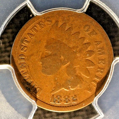 1882 Indian Cent  Broken 2 Variety - PCGS G4  S-2 - Image 1 of 4