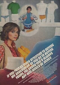 1978 Jockey homme sous-vêtements brefs drôle vintage imprimé publicité des années 70