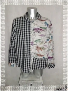 B - Desigual 17C1286 Graffiti Plaid Grey Fancy Shirt Size XL - Picture 1 of 10