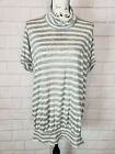 We the Free Women's Short Sleeve Gray White Striped Mock Neck Blouse Top Size XS