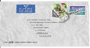 M199 GHANA 1968 AIR MAIL COVER TO LONDON UK TOURIST YEAR, BUTTERFLY, PREHISTORIC