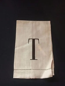 Neu Haferflocken Leinen & Baumwolle Handtuch mit braunem Monogramm "T" oder "G" - Bild 1 von 16