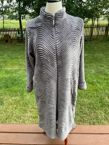 Tumbona Stan Herman para mujer PL gris acanalada polar con cremallera poliéster larga suave cálida - Imagen 1 de 9