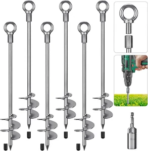 30 Zoll Bodenanker einschrauben Schwerlast 12 mm massiver Stahl, 3 Zoll Spiralklinge mit S - Bild 1 von 12