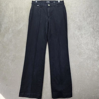 Fdj Womens Black Mid Rise Wide Leg Long Olivia Trouser Pants W/ Pockets Size 8 - Image 1 of 4