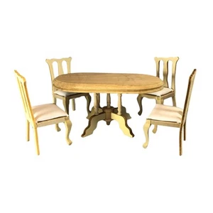 Dolls House Discontinued - Barewood Dining Room Table and Four Chairs (BA043)... - Picture 1 of 5