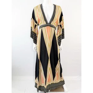 Lulus Black MONTECITO Kimono Sleeve Maxi Dress Size S Long Sleeve V-Neck Boho - Picture 1 of 13