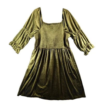 Tahari ASL Dress Womens Sz 16 Olive Velvet Medieval Renaissance Castle Core NEW - Image 1 of 4