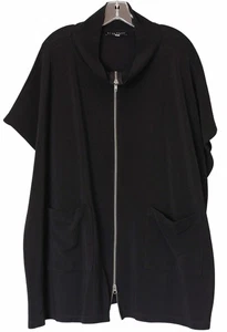 Bryn Walker PIP PONCHO Oversized Boxy Jacket Black 2 Way Zip Dolmen Slv M L O/S - Picture 1 of 7