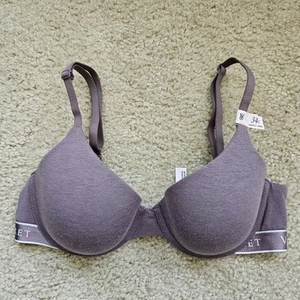 NWT Victorias Secret t-shirt lightly lined demi bra purple logo multiway 34C - Picture 1 of 4