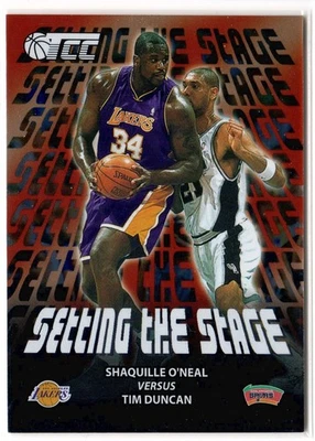 2001-02 TOPPS TCC SHAQUILLE O'NEAL TIM DUNCAN SETTING THE STAGE FOIL HOF'rs - Image 1 of 2