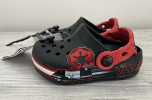 NWT Crocs Star Wars Darth Vader Black w/ Straps Red Crocbands Clog Shoes Kids 7C - Picture 1 of 7