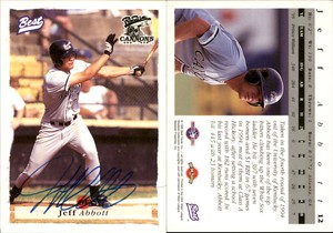 Jeff Abbott Signed 1995 Best #12 Card Prince William Cannons Auto AU