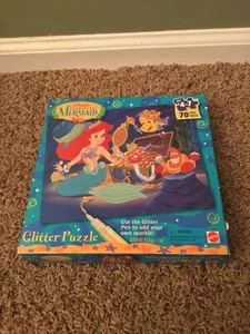 Vintage 1997 Mattel Disney The Little Mermaid 70 Piece Glitter Puzzle - Picture 1 of 6