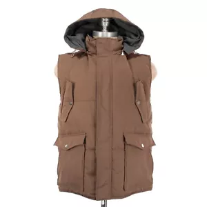 Eleventy Platinum NWOT Poly Blend Vest Removable Hood Size XL Light Brown/Khaki - Picture 1 of 8