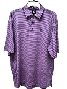 FootJoy FJ Golf Performance Polo Shirt Mens XL Purple Gray Striped Stretch Top - Picture 1 of 4