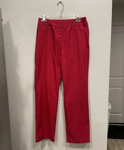 Draper's & Damons Pull On RED Stretch Flat Front Stretch Pants SZ M comfort READ - Picture 1 of 12