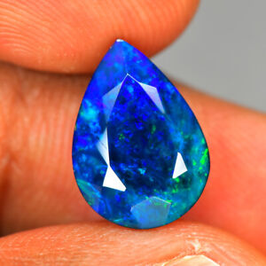 3.06Ct Fabulous 3D Electric Blue Flash Pattern Natural Welo Black Opal Gems