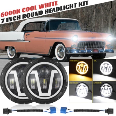 Faros LED redondos DRL alto bajo para GMC C15/C25 C35 1975-1978 2 PIEZAS 7" pulgadas Foto 1 de 4