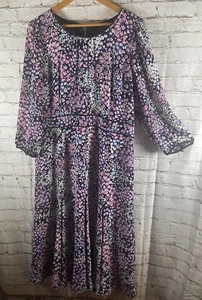 Talbot's Women's Dress 14 Empire Waist Cottagecore Crepe Floral Flowy Modest - Picture 1 of 15