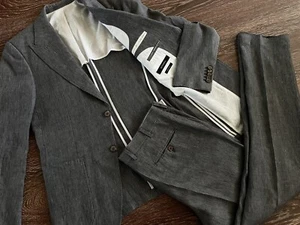 Suitsupply x Ormezzano Las Vegas peak solapas lino a cuadros traje despojado / talla 50 - Imagen 1 de 11