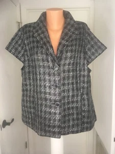 Coldwater creek size 22 button sleeveless jacket tweed look vest plaid lined - Picture 1 of 4