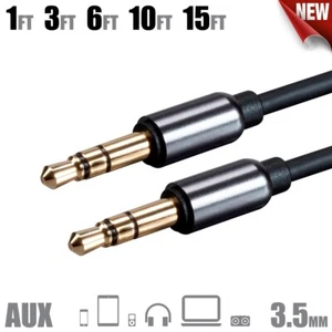 1 3 6 10 15 FT Auxiliary AUX 3.5mm 1/8" TRS Audio Cable MP3 Car Phone Gold Plugs - Picture 1 of 10