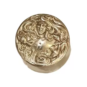 Art Nuevo Lady's Head Flowing Hair Sterling - Picture 1 of 6