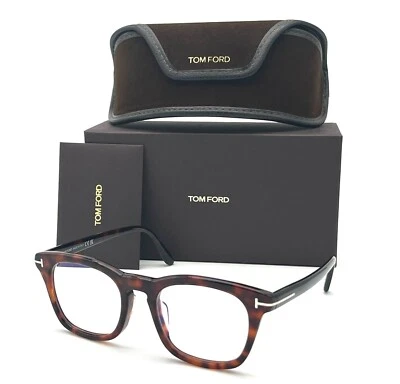 Óculos Tom Ford FT5870-B 054 vermelho Havana/bloco azul 52mm TF5870 - Imagem 1 de 4