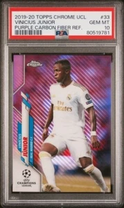 2019-20 Topps Chrome UEFA Vinicius Junior Purple Carbon Fiber Refractor PSA 10 - Picture 1 of 2