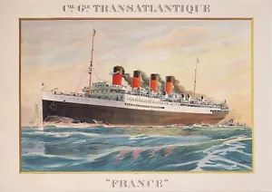 SEBILLE-VINTAGE & RARE POSTER OF GENERAL TRANSATLANTIC COMPANY FRANCE - 1912 - Picture 1 of 1