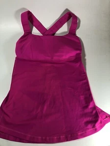 Lululemon Track And Train Tank Women’s 2 HOT NEON PINK Criss Cross Back Self Bra - Picture 1 of 7