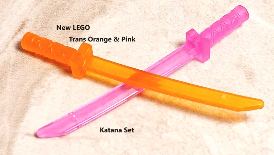 Nuevo LEGO Ninja Espada Set KATANA ROSA Y NARANJA Translúcido Trans Hoja Transparente Foto 1 de 1
