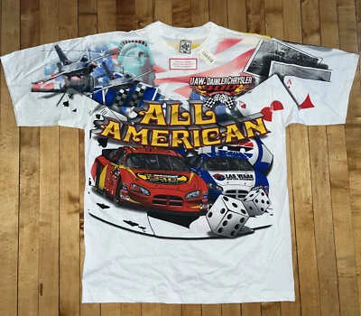 Vtg tshirt aop nascar all american 2005 uaw-daimler chrysler 400 nwt XL - Image 1 of 4