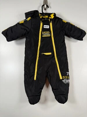 Diesel Infant Baby Unisex Snowsuit Winter Outdoor Black Yellow Sz 3-6 Months - Image 1 of 4