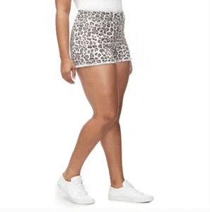 Good American Shorts Womens size 16 The Cut Offs High Rise Raw Hem Leopard Denim - Picture 1 of 10