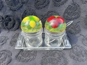 Vintage Lucite Resin Plum Lemon Jam Jars Set - Picture 1 of 5