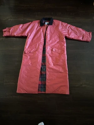 VTG Misty Harbor Red Any Weather Slicker PVC Plaid Lined Rain Coat Size Large L - Image 1 of 4